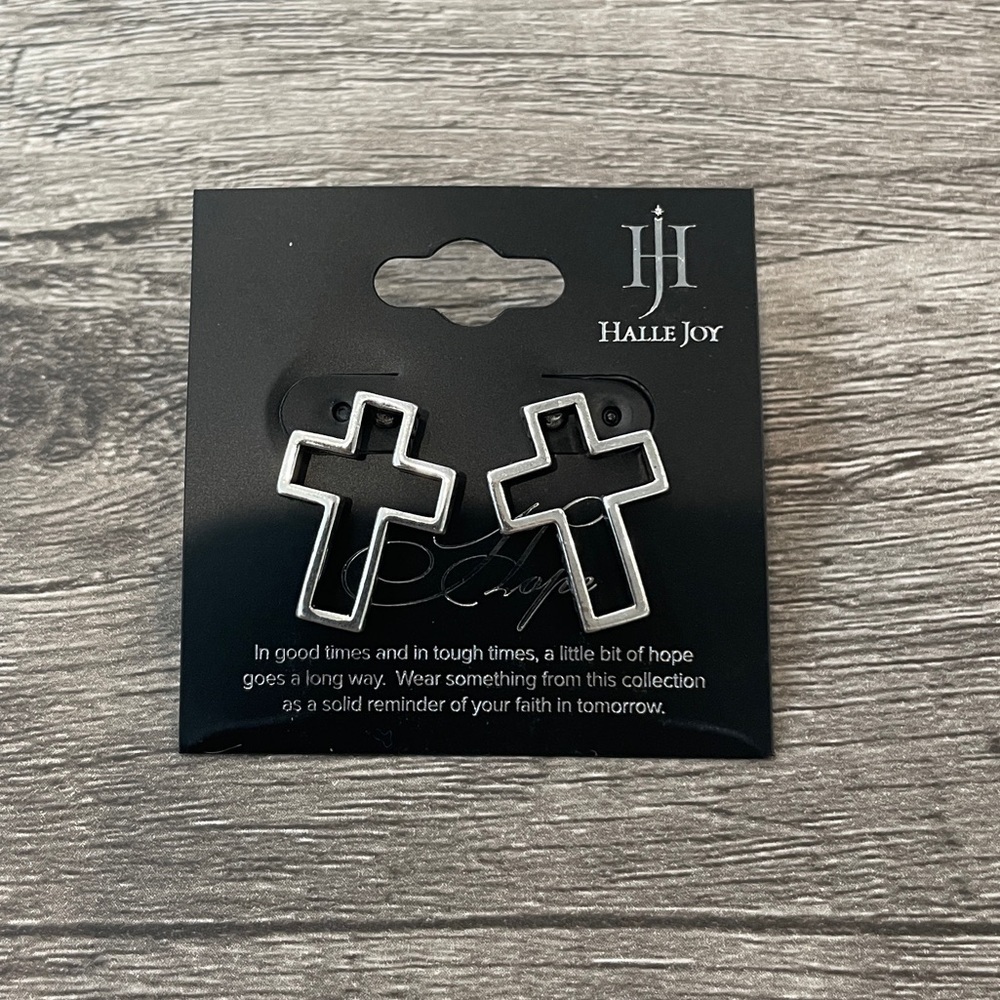 Halle Joy Graceful Ox Silver Hollow Earrings